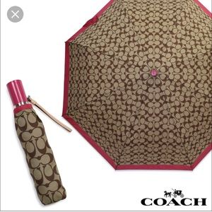 Coach Signature Umbrella 🌂 Pink and Brown
